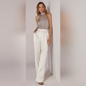 Anthropologie Favorite Satin Pants in Ivory